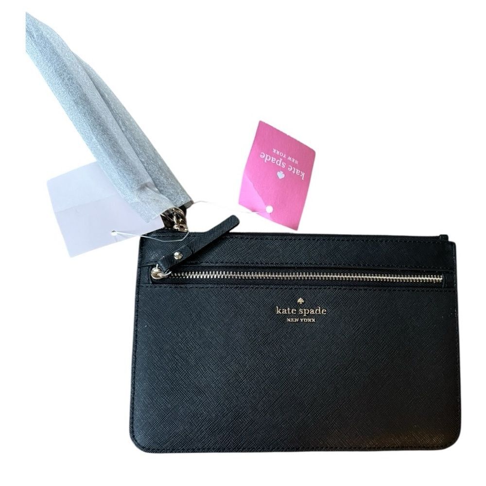Kate Spade New York 'Tinie' black Saffiano leather zip-top wristlet
